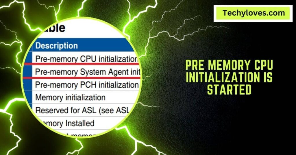 Pre Memory CPU Initialization Is Started